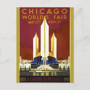 ヴィンテージシカゴワールドフェア1933広告イラストレーション ポストカード