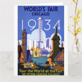 ヴィンテージシカゴワールドフェア1934広告 カード (黄色い花)