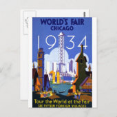 ヴィンテージシカゴワールドフェア1934広告 ポストカード (正面/裏面)