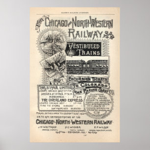ヴィンテージシカゴ北西部鉄道Ad1888 ポスター