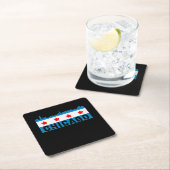 ヴィンテージシカゴ国旗のスカイライン スクエアペーパーコースター (インサイチュ)