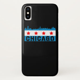 ヴィンテージシカゴ国旗のスカイライン iPhone X ケース