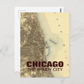 ヴィンテージシカゴ地図はがき ポストカード (正面/裏面)