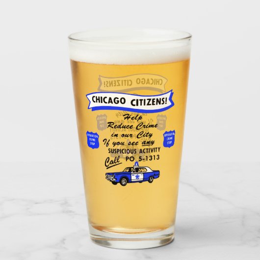 ヴィンテージシカゴ警察ストップ罪 タンブラーグラス (ドリンク正面)