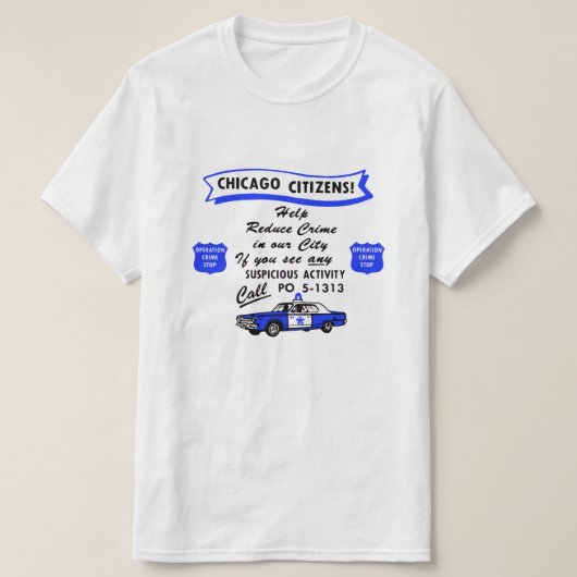 ヴィンテージシカゴ警察ストップ罪 Tシャツ (デザイン正面)