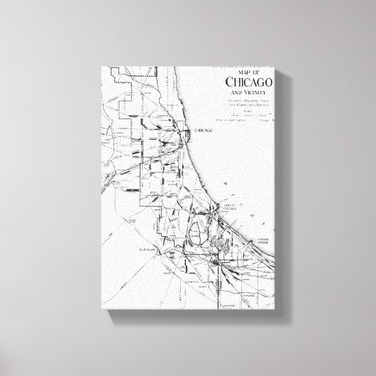 ヴィンテージシカゴ鉄道網の地図(1913) キャンバスプリント (正面)