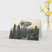 ヴィンテージシカゴBLIMP OVER CITY漫画誕生日PIC カード (黄色い花)