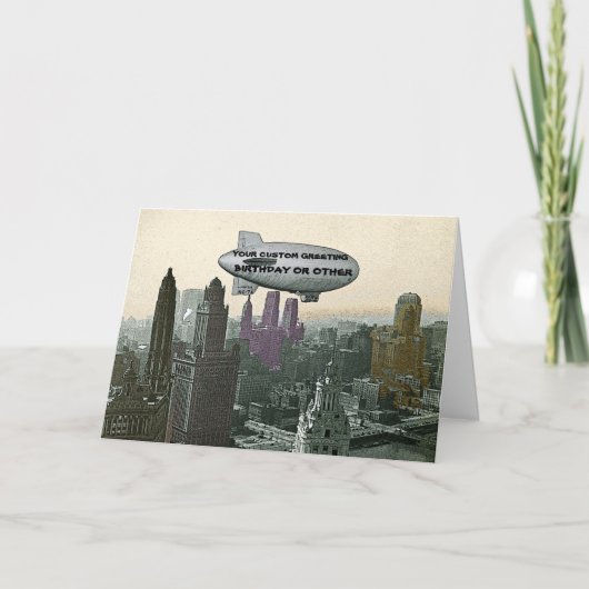 ヴィンテージシカゴBLIMP OVER CITY漫画誕生日PIC カード (正面)