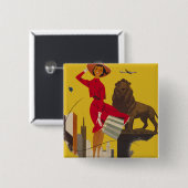 ヴィンテージシカゴUSA航空旅行広告 缶バッジ (正面&裏面)