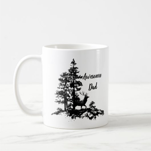 ヴィンテージシカ白黒動物パーソナライズされた コーヒーマグカップ (左)