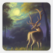 ヴィンテージシカ白黒動物 スクエアシール (正面)