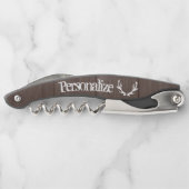 ヴィンテージシカ〔雄ジカの〕枝角褐色木材コルク抜き器 ソムリエナイフ (裏面)