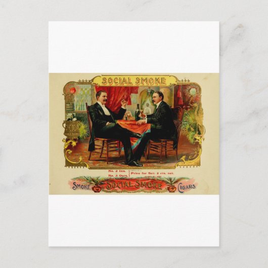 ヴィンテージシガーボックスラベルSOCIAL SMOKE (L4) ポストカード (正面)