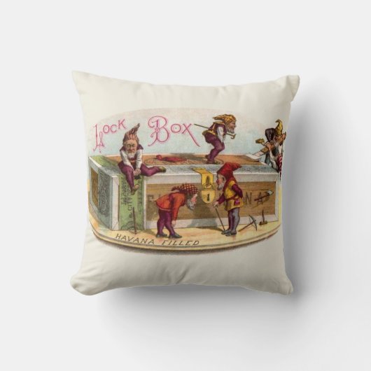 ヴィンテージシガーボックス格言 クッション (正面)