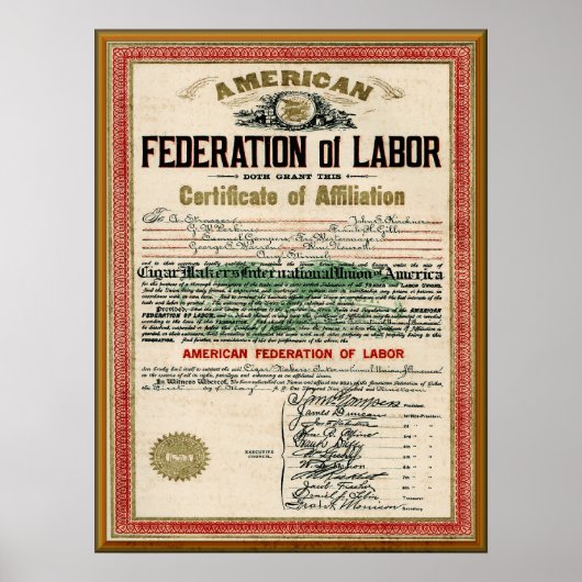 ヴィンテージシガーメーカーAFLユニオン憲章 ポスター (正面)