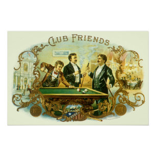 ヴィンテージシガーラベルアートクラブフレンドビリヤード ポスター