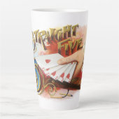 ヴィンテージシガーラベルアートストレートフラッシュハート カフェラテマグ (正面)