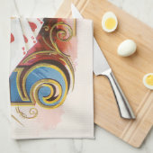 ヴィンテージシガーラベルアートストレートフラッシュハート キッチンタオル (四つ折り)