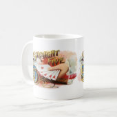 ヴィンテージシガーラベルアートストレートフラッシュハート コーヒーマグカップ (正面左)