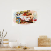 ヴィンテージシガーラベルアートストレートフラッシュハート ポスター (キッチン)