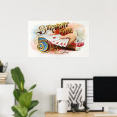 ヴィンテージシガーラベルアートストレートフラッシュハート ポスター (ホームオフィス)