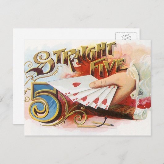 ヴィンテージシガーラベルアートストレートフラッシュハート ポストカード (正面/裏面)