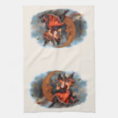 ヴィンテージシガーラベルアートビクトリアン、フェアリー・オン・ムーン キッチンタオル (縦)