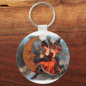 ヴィンテージシガーラベルアートビクトリアン、フェアリー・オン・ムーン キーホルダー (正面)