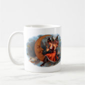 ヴィンテージシガーラベルアートビクトリアン、フェアリー・オン・ムーン コーヒーマグカップ (左)