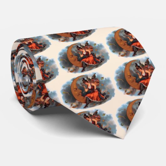 ヴィンテージシガーラベルアートビクトリアン、フェアリー・オン・ムーン ネクタイ (ロール)