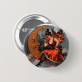 ヴィンテージシガーラベルアートビクトリアン、フェアリー・オン・ムーン 缶バッジ (正面&裏面)