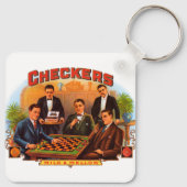 ヴィンテージシガーラベルアート市松模様に、Mild and Mellow キーホルダー (裏面)