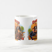 ヴィンテージシガーラベルアート市松模様に、Mild and Mellow コーヒーマグカップ (中央)