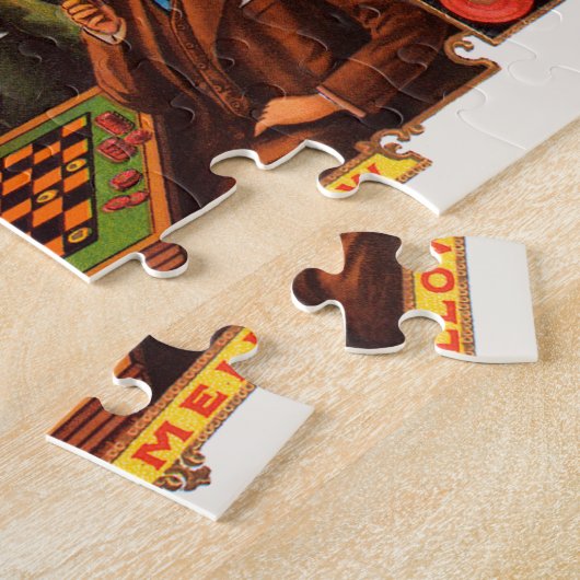 ヴィンテージシガーラベルアート市松模様に、Mild and Mellow ジグソーパズル (側面)