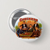 ヴィンテージシガーラベルアート市松模様に、Mild and Mellow 缶バッジ (正面&裏面)