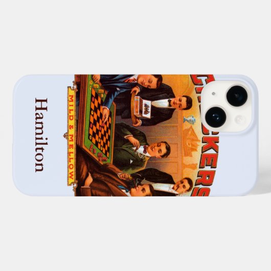 ヴィンテージシガーラベルアート市松模様に、Mild and Mellow Case-Mate iPhoneケース (裏面 (横))