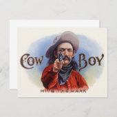 ヴィンテージシガーラベルアート、カウボーイがマークをヒット (正面/裏面)