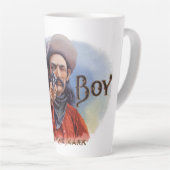 ヴィンテージシガーラベルアート、カウボーイがマークをヒット カフェラテマグ (右アングル)