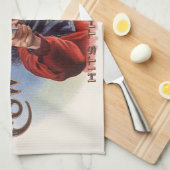 ヴィンテージシガーラベルアート、カウボーイがマークをヒット キッチンタオル (四つ折り)