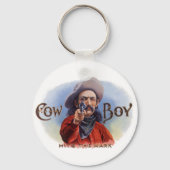 ヴィンテージシガーラベルアート、カウボーイがマークをヒット キーホルダー (正面)