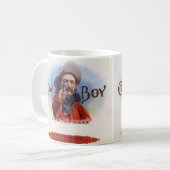 ヴィンテージシガーラベルアート、カウボーイがマークをヒット コーヒーマグカップ (正面左)