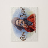 ヴィンテージシガーラベルアート、カウボーイがマークをヒット ジグソーパズル (縦)