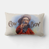 ヴィンテージシガーラベルアート、カウボーイがマークをヒット ランバークッション (裏面)