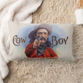 ヴィンテージシガーラベルアート、カウボーイがマークをヒット ランバークッション (ブランケット)