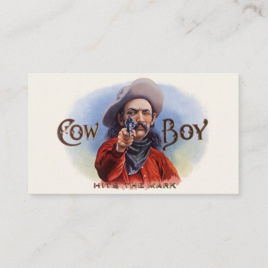ヴィンテージシガーラベルアート、カウボーイがマークをヒット 名刺 (裏面)