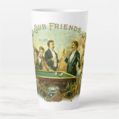 ヴィンテージシガーラベルアート、クラブフレンズのビリヤード カフェラテマグ (正面)