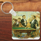 ヴィンテージシガーラベルアート、クラブフレンズのビリヤード キーホルダー (正面)