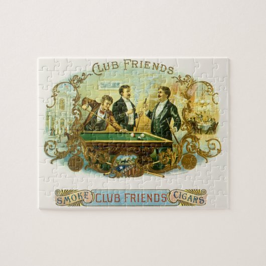ヴィンテージシガーラベルアート、クラブフレンズのビリヤード ジグソーパズル (横)