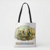 ヴィンテージシガーラベルアート、クラブフレンズのビリヤード トートバッグ (正面)