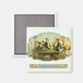 ヴィンテージシガーラベルアート、クラブフレンズのビリヤード マグネット (正面/裏面)